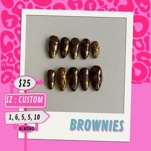 Custom Brown and Gold Press-On Nails